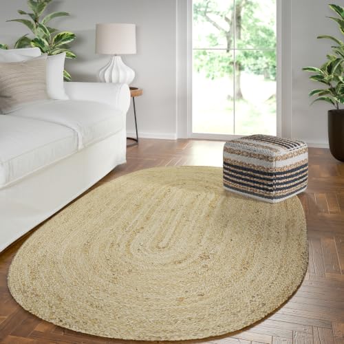 Natural Jute 2x3 Oval Area Rug for Home Decor (Tan / 3' x 2' (Oval))
