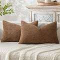 Dercorative Lumbar Throw Pillow Covers 12x20 in Golden Brown 2 Pack (20" x 12" (Pack of 2) / Golden Brown)