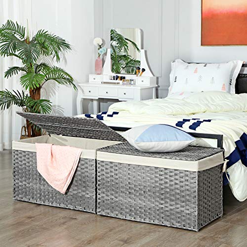 Woven Storage Basket with Lid (160 L / Gray)