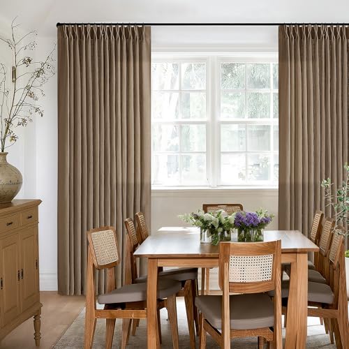 Dutch Cocoa Linen Pinch Pleated Light Filtering Curtains 102 Inches Long (Dutch Cocoa / 40"W x 102"L (Pack of 2))