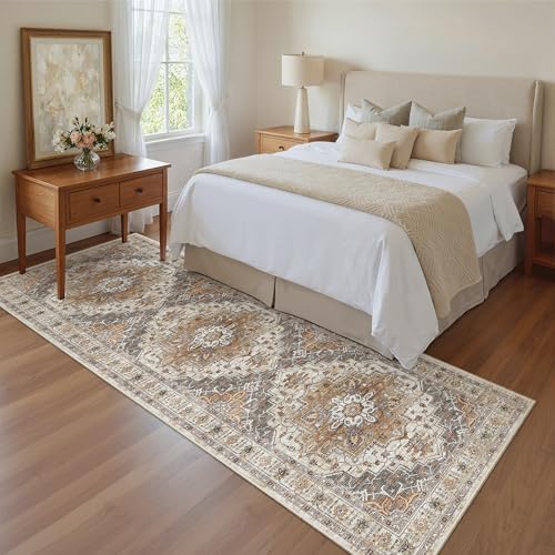 Kitchen Runner 2'6''x8' Soft Rug Runners for Hallways (Turmeric/Grey / 2'6" x 8' (Runner))