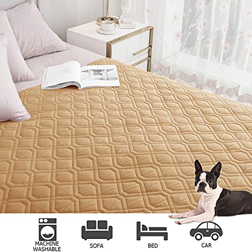Waterproof Dog Bed Cover Pet Blanket for Furniture Bed Couch Sofa Reversible (68x82 Inch (Pack of 1) / Sand+beige)