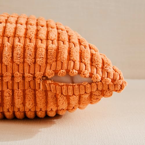 4 Packs Decorative Throw Pillow Covers for Living Room Couch Bed (18" x 18" (Pack of 4) / Orange)