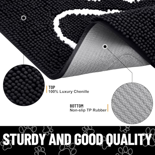 Dog Door Mat for Muddy Paws (59"X32" / Black and White)