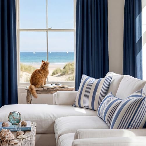 Navy Blue 100% Blackout Curtains for Bedroom 96 inches Long 52 inches Wide (Navy Blue / 52"W x 96"L (Pack of 2))