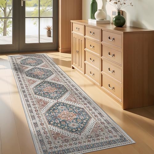 Runner Rug 2x8 Runners for Hallways Washable Rugs (Blue / 2' x 8' (Runner))