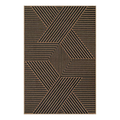 Modern Geometric Easy Jute Carpet (6' x 9' / Black/Nature Geometric-2)