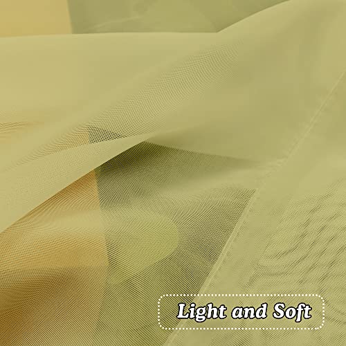 Mustard Yellow Half Window Sheer Curtains (Mustard Yellow / 42"W x 14"L (Pack of 2))