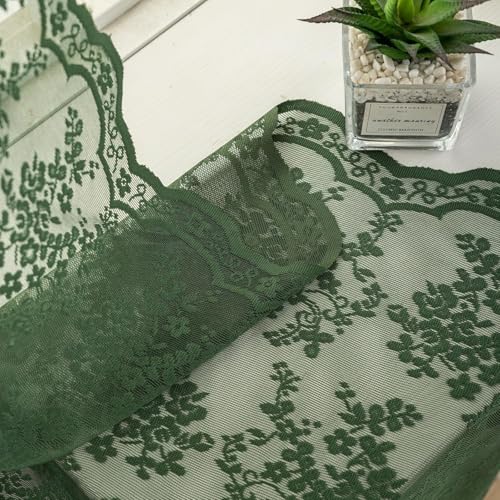 Vintage Lace Curtains 90 Inches Long (Dark Green / 52"W x 90"L (Pack of 2))