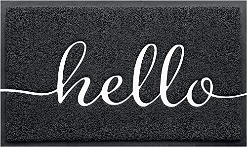 Black Door Mat Welcome Mats Outdoor Indoor Doormat for Entryway Floor Mat (Black Hello / 2' x 3' (Rectangular))