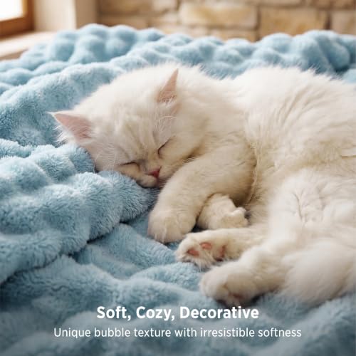 Cloud Bubble King Throw Blanket for Bed (Light Blue / King (108" X 90"))
