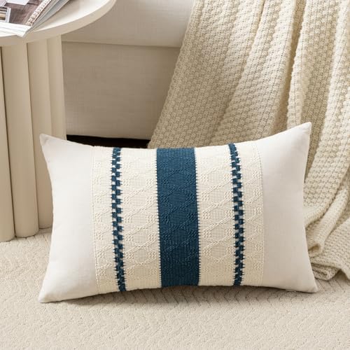 Set of 1 Boho Teal Lumbar Decorative Throw Pillow Cover 12x20 Inch for Couch Bed Sofa Chair (20" x 12" (Pack of 1) / Teal)