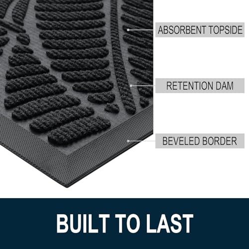 Waterproof Front Doormat (Black / 47" X 32")