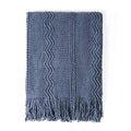 Navy Throw Blanket 60x80 Inch Boho Knitted Soft Throw Sofa Blanket (Navy / 60"x80")