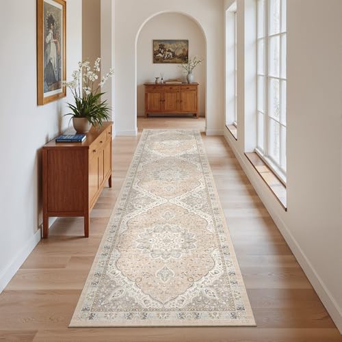 Hallway Runner Rug 2x8 Washable Kitchen Rugs Non (Pink/Gray / 2' x 8' (Runner))