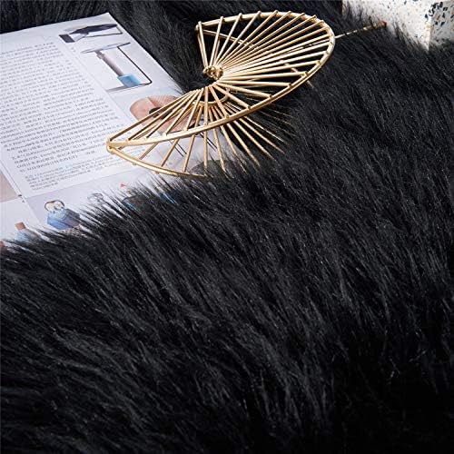 Ultra Soft Fluffy Shaggy Area Rug Faux Fur Rug Chair Cover Seat Pad Fuzzy Area Rug for Bedroom Floor Sofa Living Room (Black / 2' x 3' (Sheepskin))
