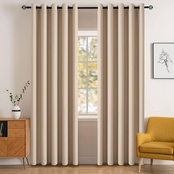Beige Blackout Bedroom Curtains Drapes 84 Inch Long 66"x84" (Beige / 66"W x 84"L (Pack of 2))