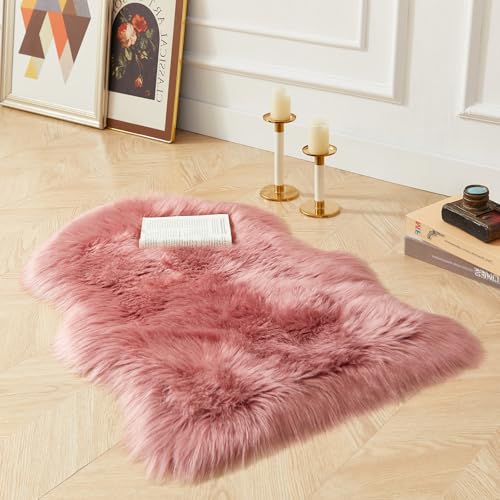 Faux Fur Rug Blush Pink Small Area Rug (2' x 3' (Sheepskin) / Blush Pink)