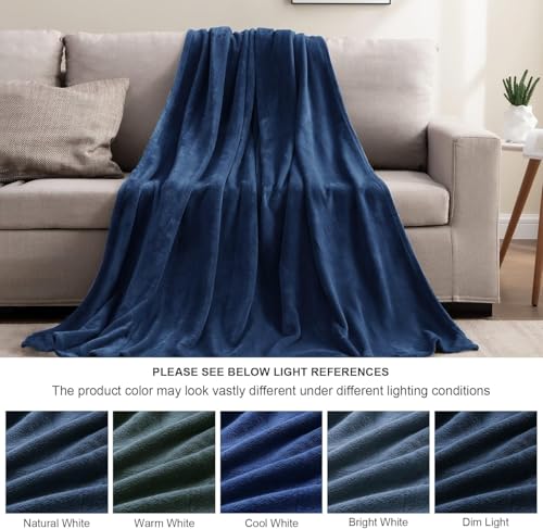 Fleece Blanket Soft Plush Full Bed Blanket Navy 84"x90" (Navy / Full(84"x90"))