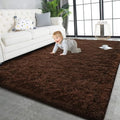 Super Soft Shaggy Rugs Fluffy Carpets (8' x 10' (Rectangular) / Brown)