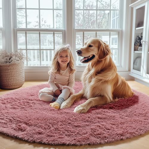Blush Round Rugs 6ft for Living Room Bedroom (Blush / 6' (Round))