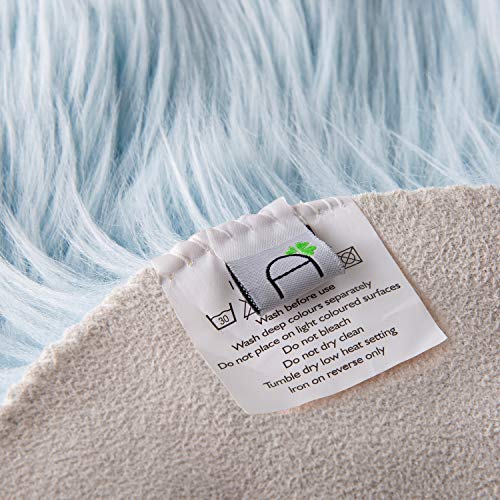 Ashler faux fur rug (3' x 2' (Irregular) / C-light Blue)