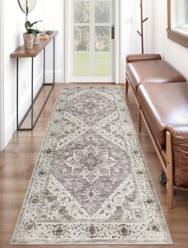 2x6 Washable Non Slip Boho Runner Rug for Hallway (Earth Tone/Multi / 2' x 6' (Runner))