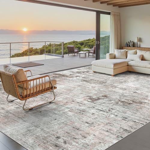 9x12 Area Rugs for Living Room Washable Rug Abstract Pink (Pink/Grey / 9' x 12' (Rectangular))