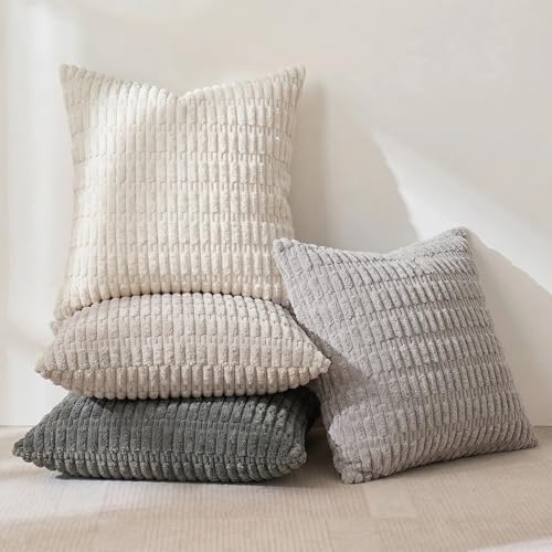 4 Packs Decorative Throw Pillow Covers for Living Room Couch Bed (28" x 28" (Pack of 4) / Grey Series)