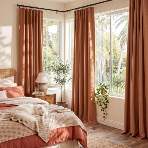 Burnt Orange Total Blackout Curtains 90 Inch Long for Dining (Burnt Orange / 52"W x 90"L (Pack of 2))