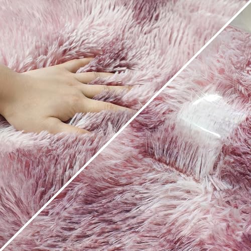 Tie Dyed Blush 2x6 Machine Washable Runner Rugs for Hallway Soft Fluffy Shaggy Bedside Rugs for Bedroom Living Room Indoor Floor Carpet for Kids Girls and Boys Nursery Rooms Home Decor Aesthetic (Tie-dyed Blush / 2' x 6' (Runner))