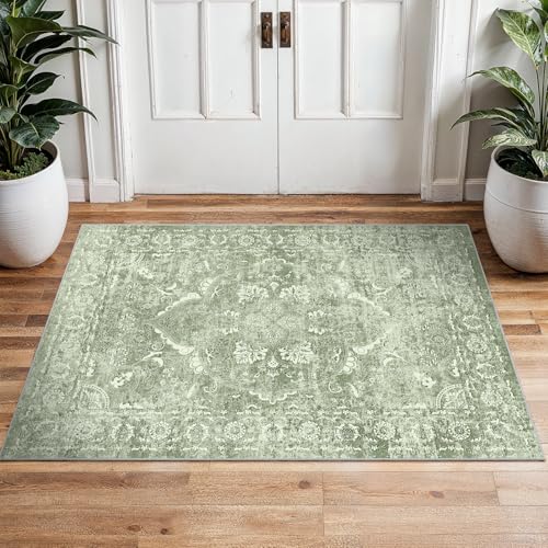 2x3 Washable Area Rug for Entryway (Muted Sage Green / 2x3)