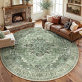 Washable Area Rug (Green/Dark Green/Gray / 8' (Round))