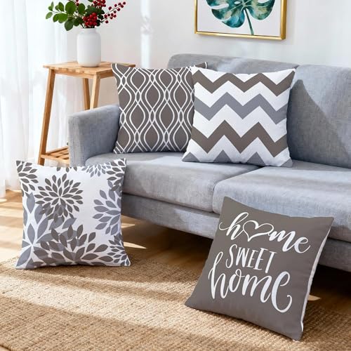 Throw Pillow Covers 18x18 (Grey / 18" x 18" (Pack of 4))