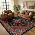 Washable Area Rug (Red / Black / 5' x 7' (Rectangular))