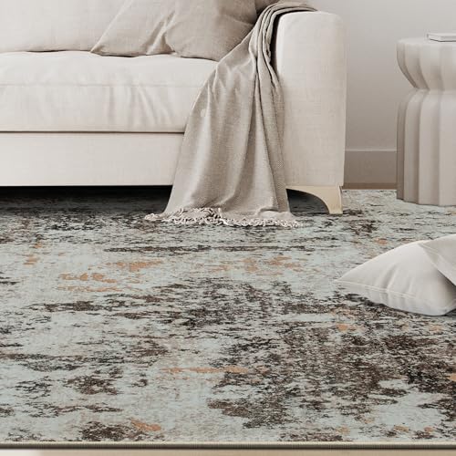 6x9 Area Rugs for Living Room Washable Bedroom Dining Room Brown Beige (Brown White/Beige / 6' x 9' (Rectangular))