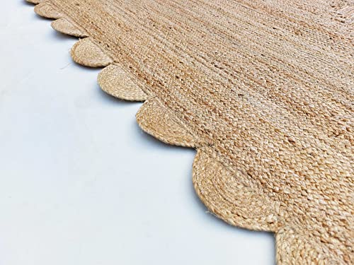 Scalloped Natural Jute Area Rug (Natural / 2'6"x20' (Runner))