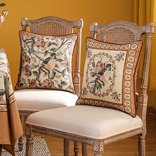French Vintage Linen Throw Pillow Cover (18" x 18" (Pack of 1) / Parkerestate B)