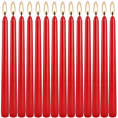 14 Pack Tall Red Taper Candles 10 Inch Unscented Dripless Candlesticks for Christmas (14 Red)