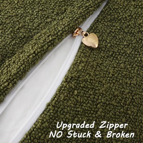 Pack of 2 Boucle Textured Throw Pillow Covers 22x22 Inch (Moss Green / 22" x 22" (Pack of 2))