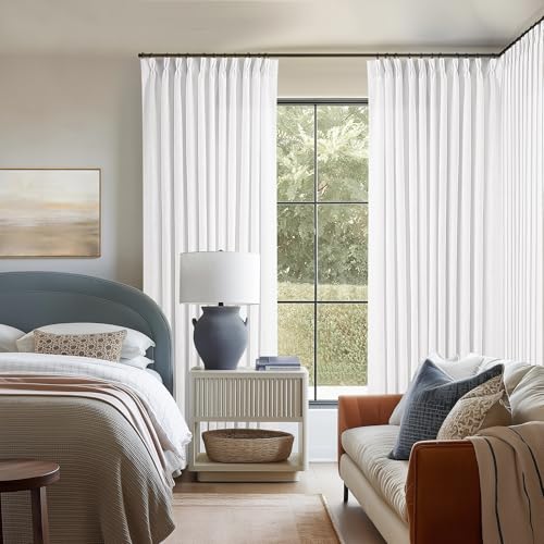 Snow White Pinch Pleat Semi Sheer Linen Curtains W70xL102 1 Panel (Snow White / 70"W x 102"L (Pack of 1))