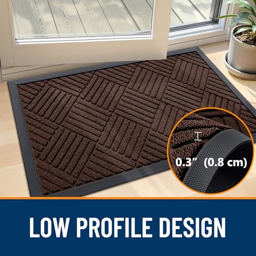 Front Door Mat Outside Entrance 47x32 (47" X 32" / Brown Diamond)
