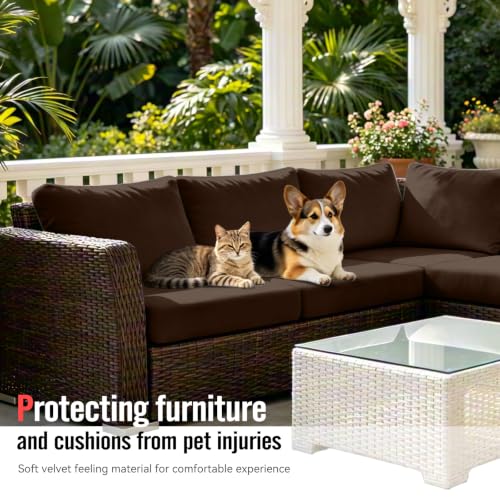 8Pcs Outdoor Cushion Covers (Dark-coffee / Square-small + Square)