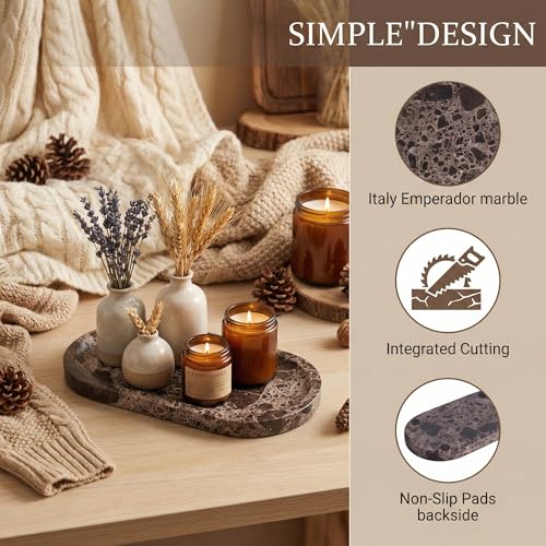 Dark Emperador Marble Vanity Tray for Bathroom Counter (Dark Emperador / 9.8" x 4.7" x 0.6")