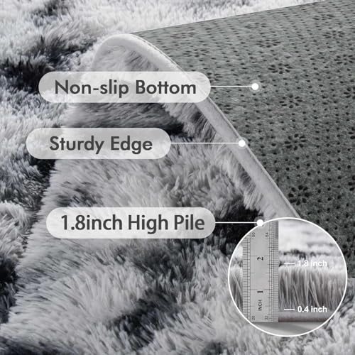 4x6 Ft Shag Area Rug for Bedroom Living Room (Bd Black White 4sm11 / 4' X 6' (Rectangular))