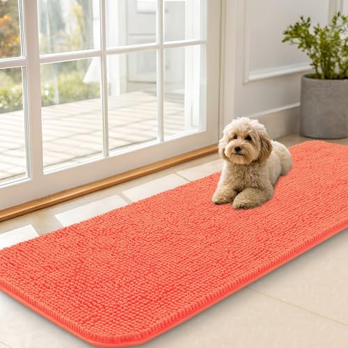Dog Door Mat for Muddy Paws 59x20 (Coral / 59" X 20")