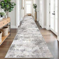 Abstract Runner Rug 3x20 Ft Extra Long Washable Runners for Hallways (Ash Grey/Beige / 3' x 20' (Rectangular))