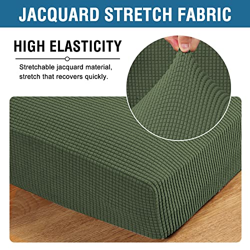 Super Stretch Individual Seat Cushion Covers Sofa Covers Couch Cushion Covers Slipcover Sets Thick Jacquard Textured Twill Fabric (Bronze Green / 2 Cushion Loveseat)