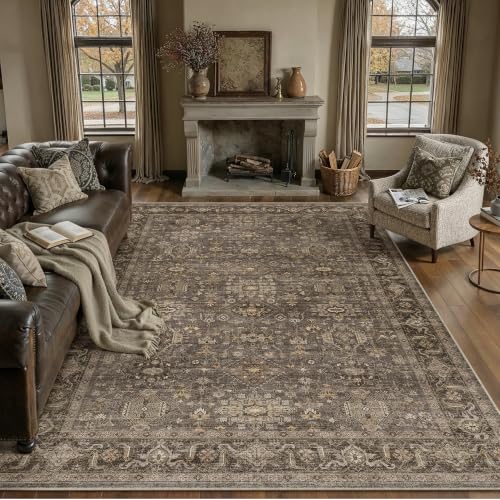9x12 Dark Brown Vintage Area Rug (Brown / 9' x 12' (Rectangular))