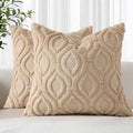 Faux Fur Soft Light Khaki Throw Pillow Covers 22x22 Set of 2 (22" x 22" (Pack of 2) / Light Khaki)